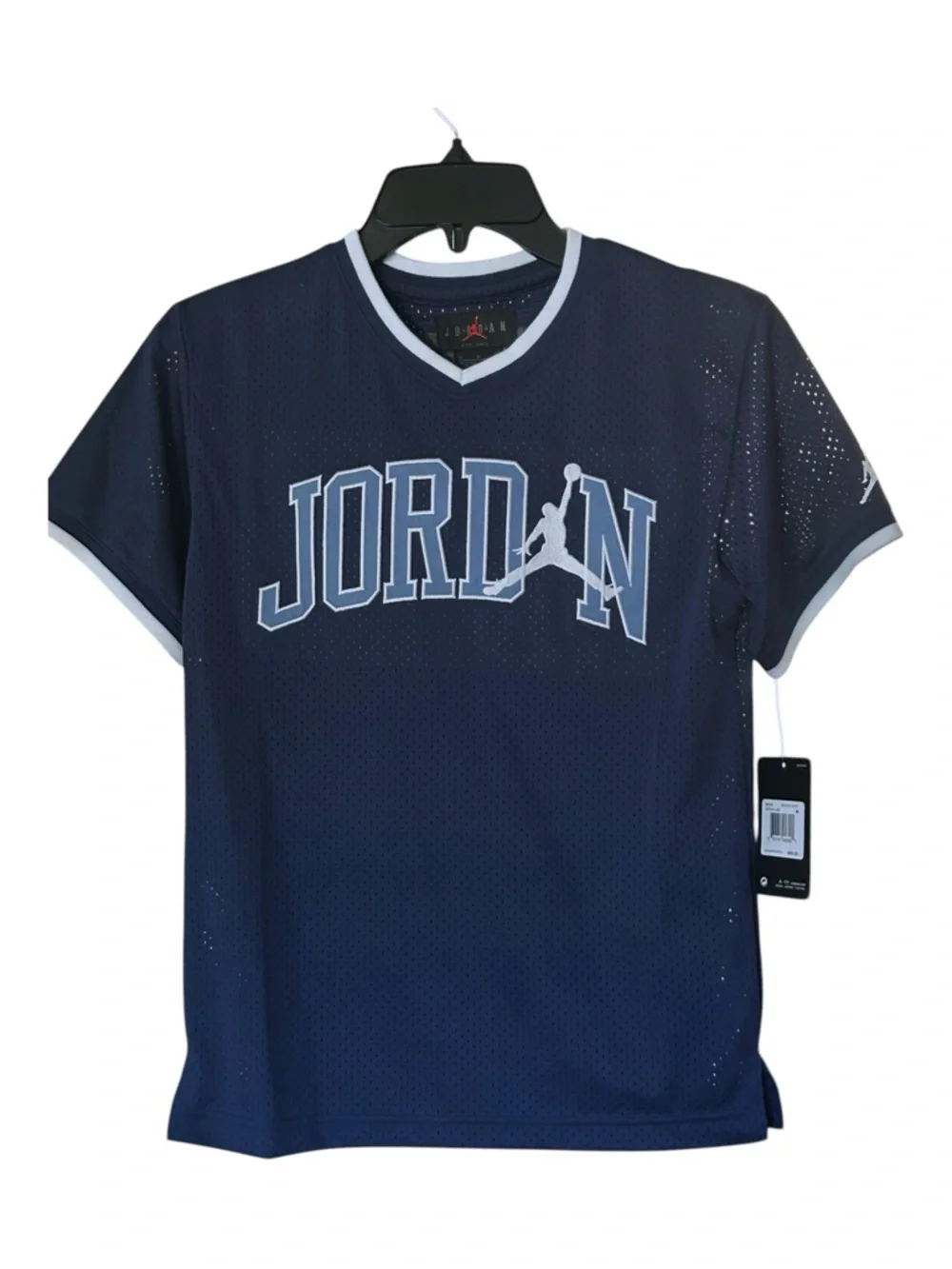 Jordan Kids Navy Blue Mesh Jersey Top - 23 Graphic Size Medium 10-12 yrs